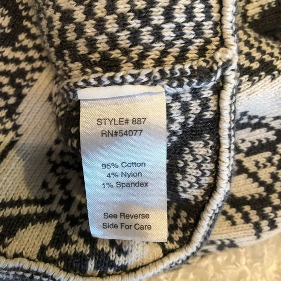 CAbi #887 Grey and Off White Peplum Knit Top - Picture 8 of 8